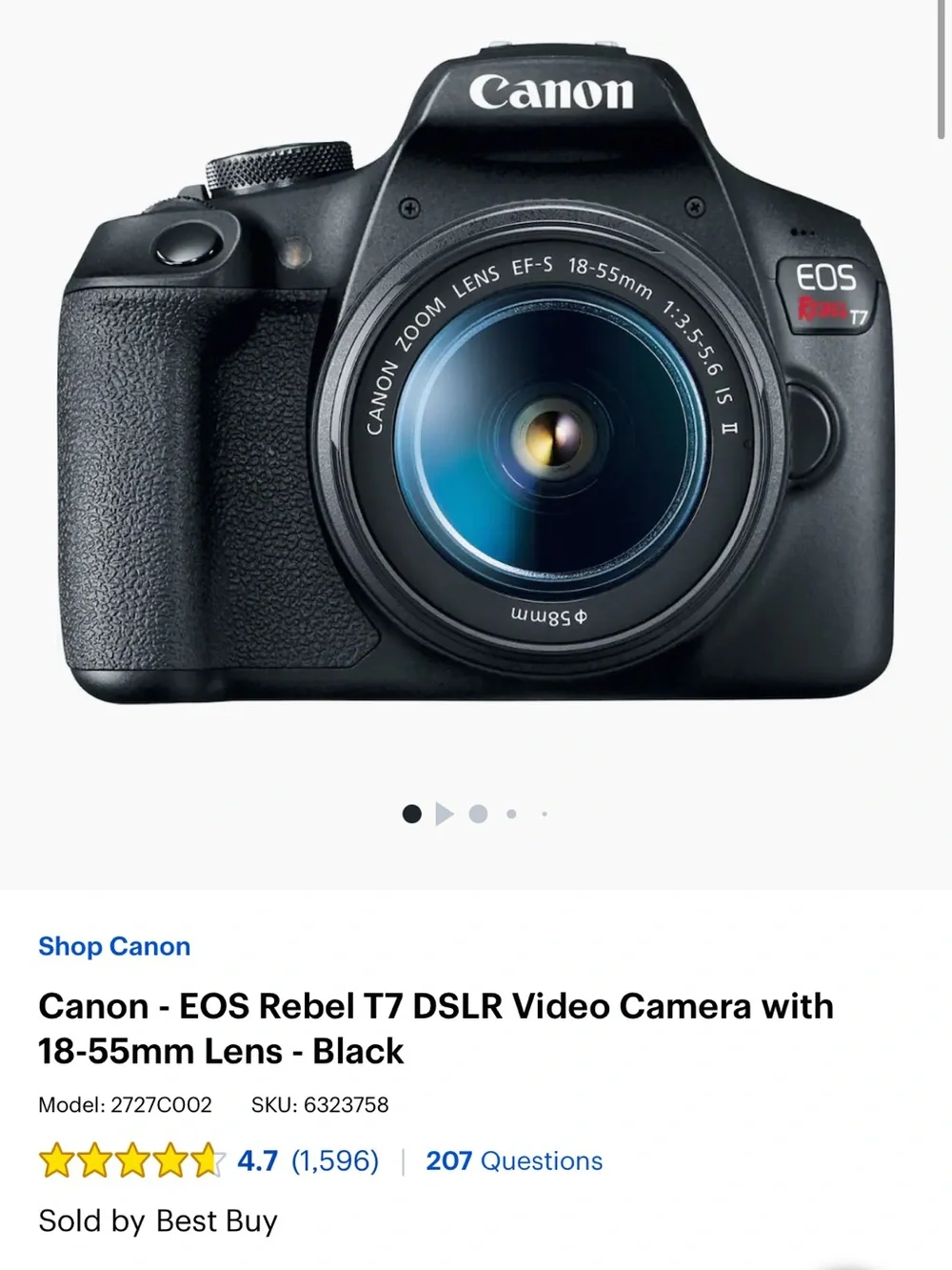 Canon DSLR Camera in Black with 18-55mm Lens